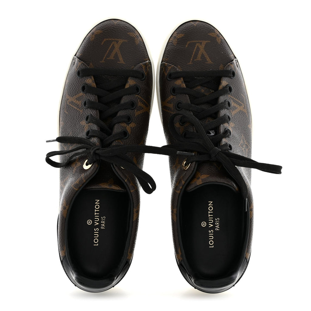 Louis Vuitton Patent Monogram Women's Frontrow Sneakers 37 Black