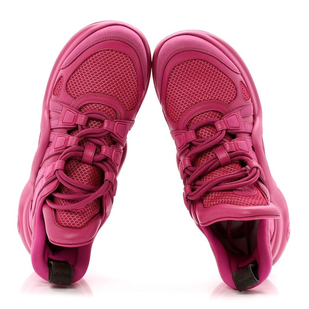 Louis Vuitton Calfskin Technical Nylon Women's LV Archlight Sneakers 37 Rose Pop