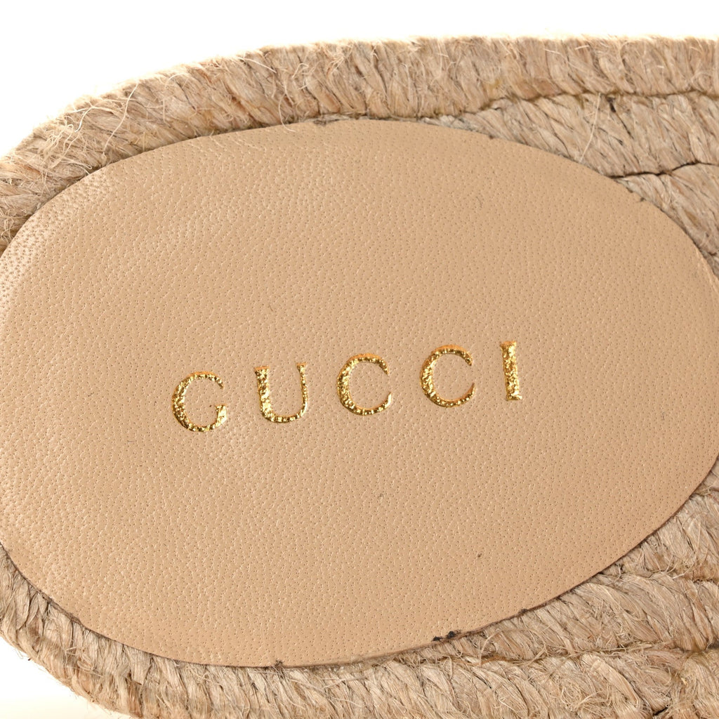Gucci Straw Elaphe Women's GG Marmont Slide Sandals 39 Natural Cream Brown