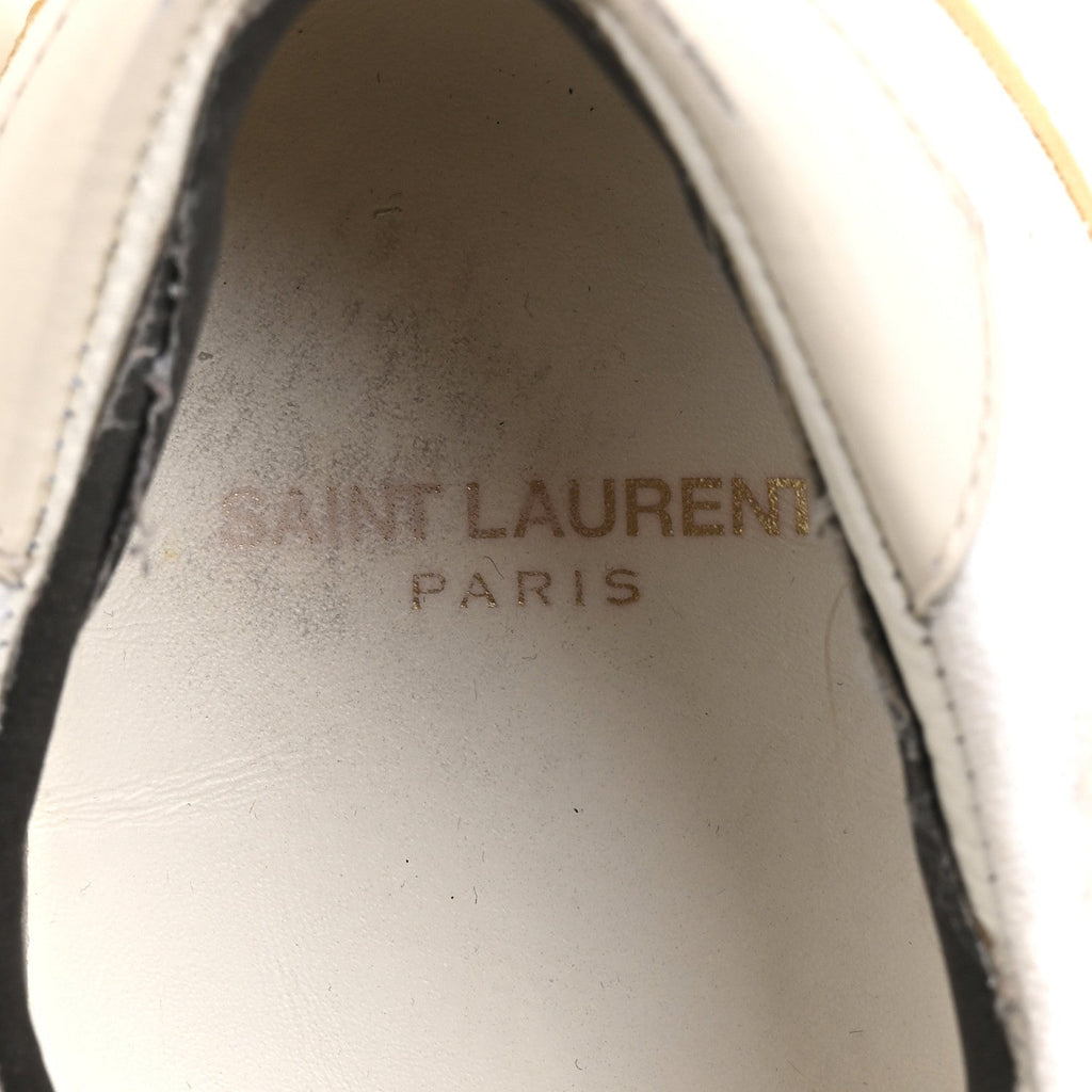 Saint Laurent Distressed Canvas Court Classic Sneakers 39 Panna