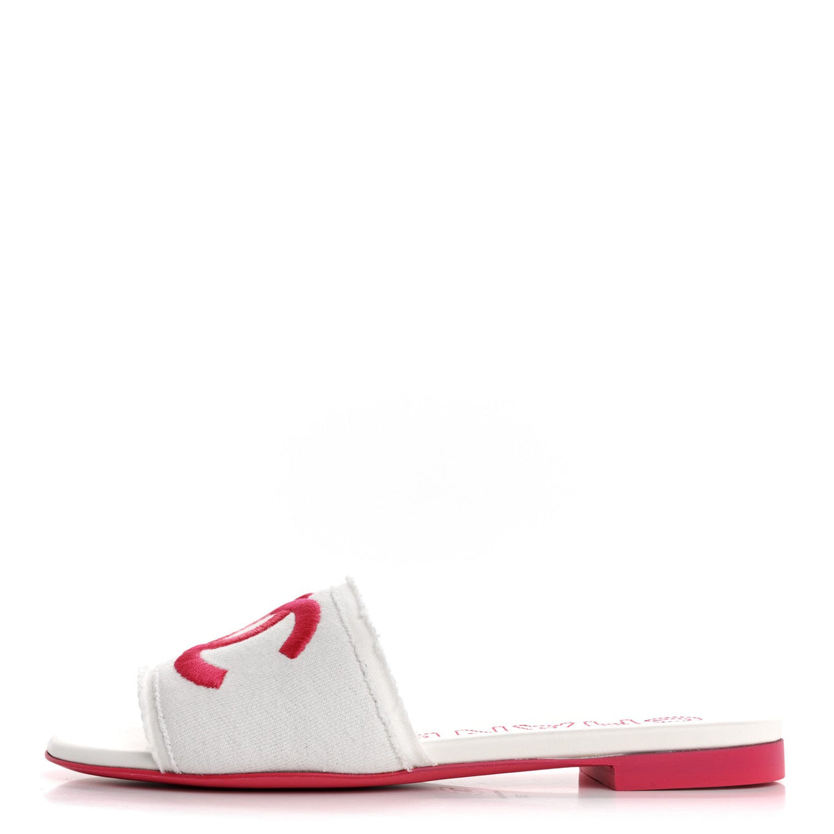 Jersey Knit CC Mules White Fuchsia