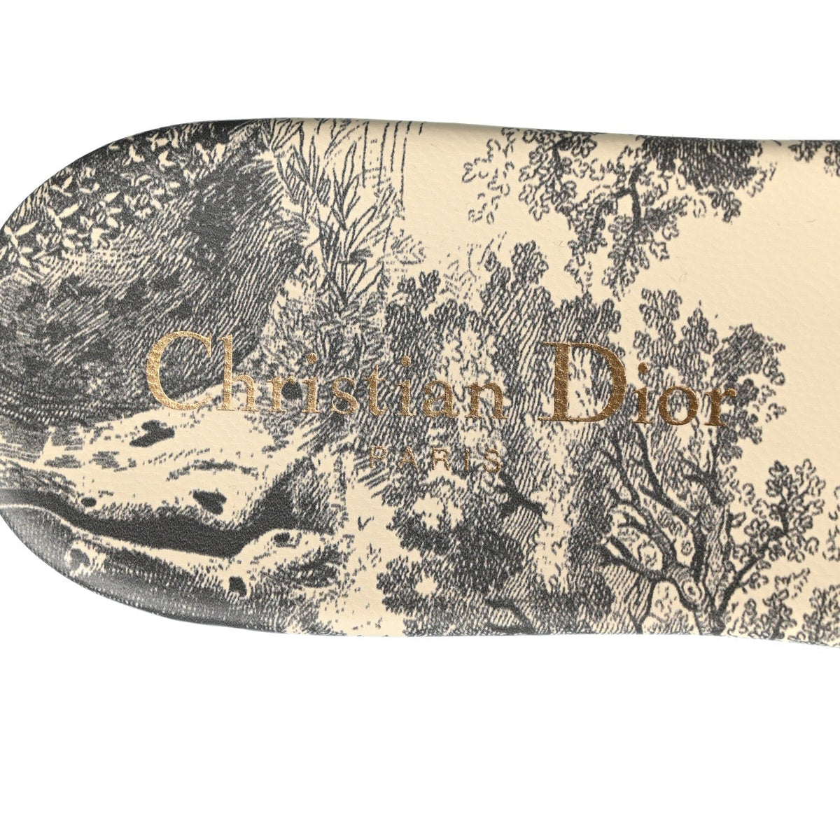 Christian Dior Canvas Women's Toile De Jouy Dway Flat Slide Sandals 37.5 Light Grey