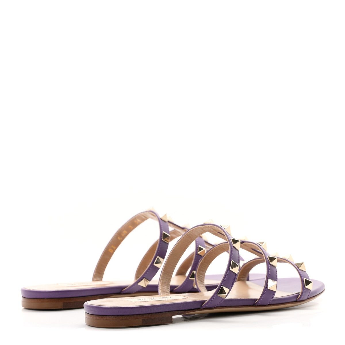 Valentino Garavani Nappa Women's Rockstud Caged Flat Slide Sandals 36 Indian Violet