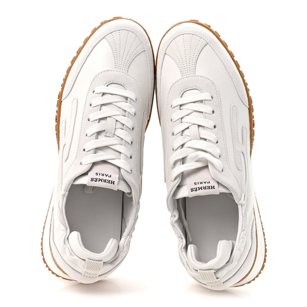 Hermes Nappa Suede Goatskin Women's Jet Sneakers 40.5 White
