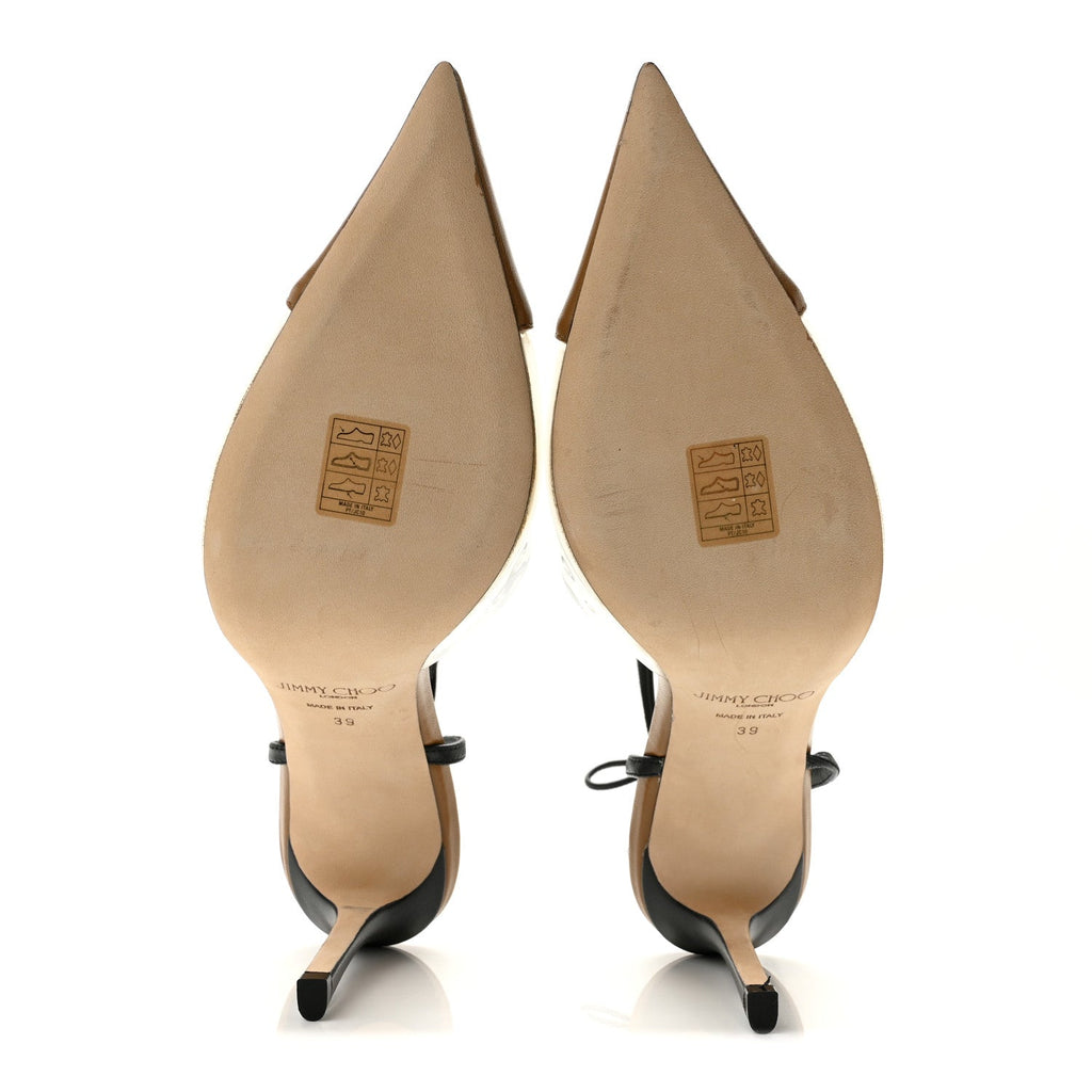 Jimmy Choo Nappa PVC Women's Farley 95 Pumps 39 Camel