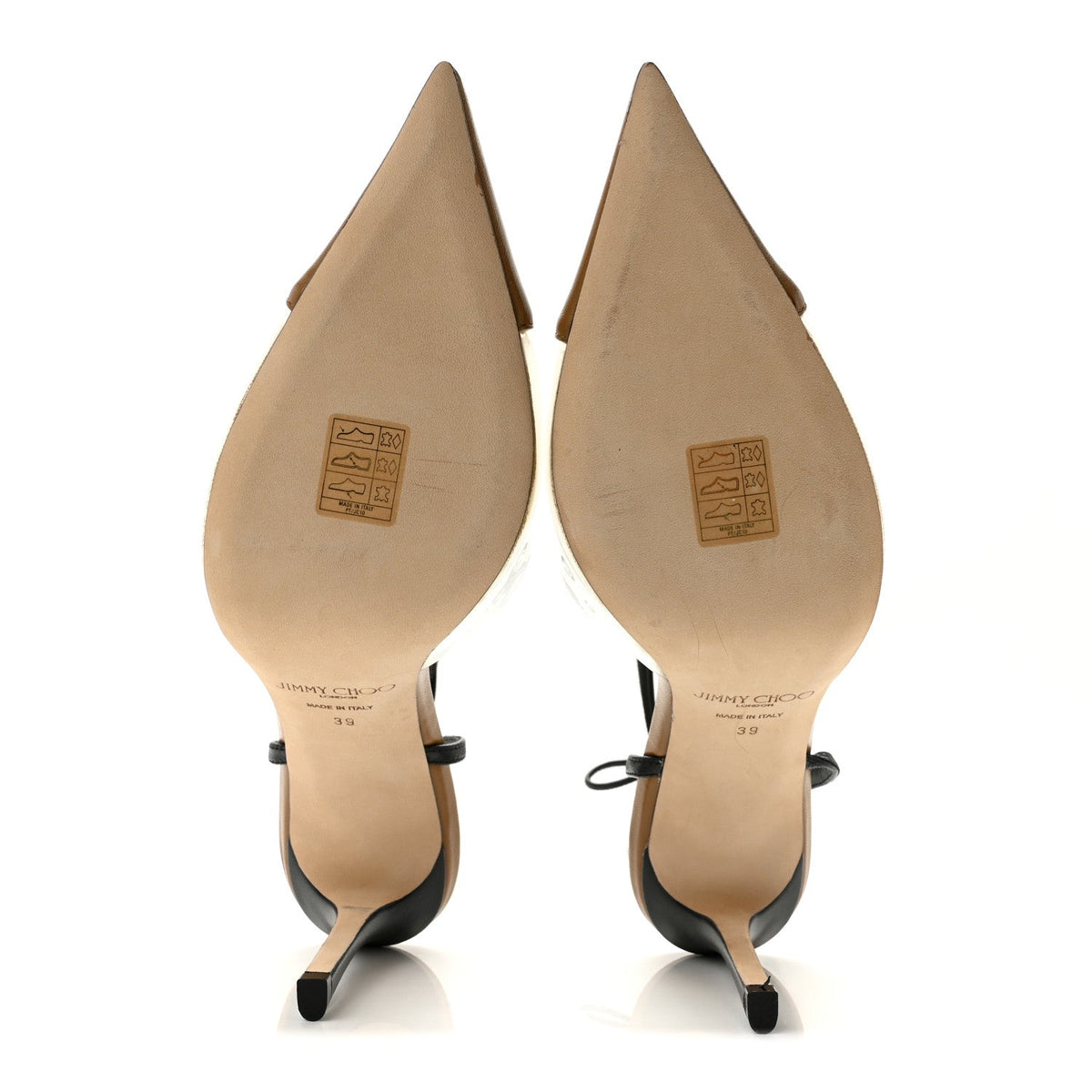 Jimmy Choo Nappa PVC Women's Farley 95 Pumps 39 Camel