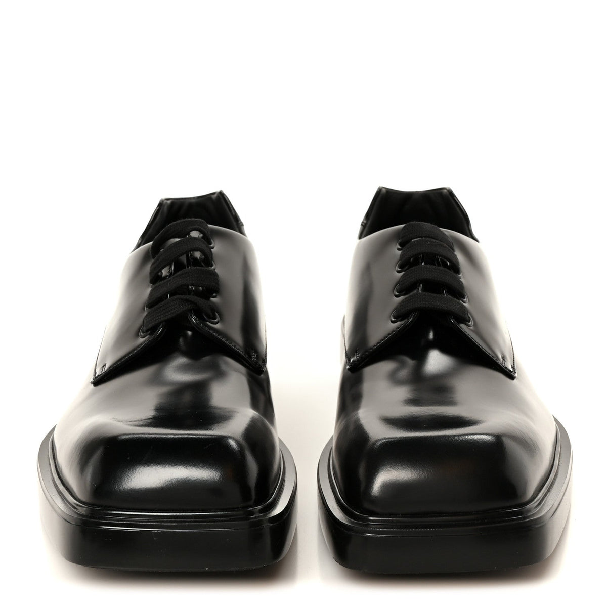 Prada Spazzolato Men's Square Toe Lace Up Derby Shoes 9 Black