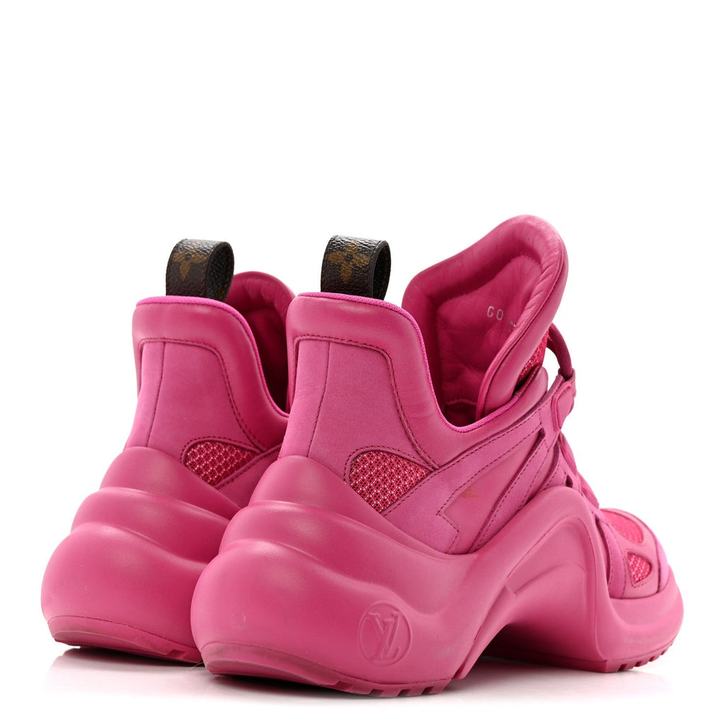 Louis Vuitton Calfskin Technical Nylon Women's LV Archlight Sneakers 37 Rose Pop