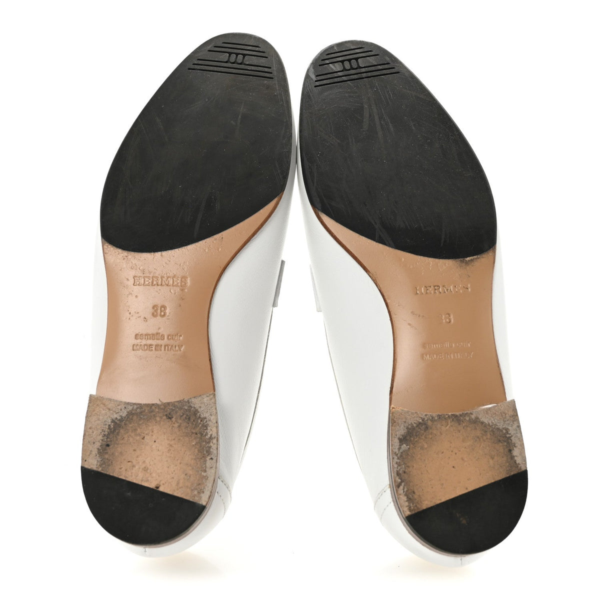 Hermès Goatskin Women's Paris Loafers 38 Beige Glaise