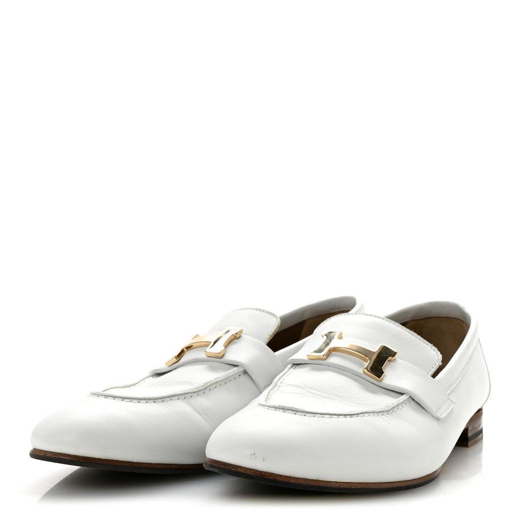 Hermès Goatskin Women's Paris Loafers 38 Beige Glaise