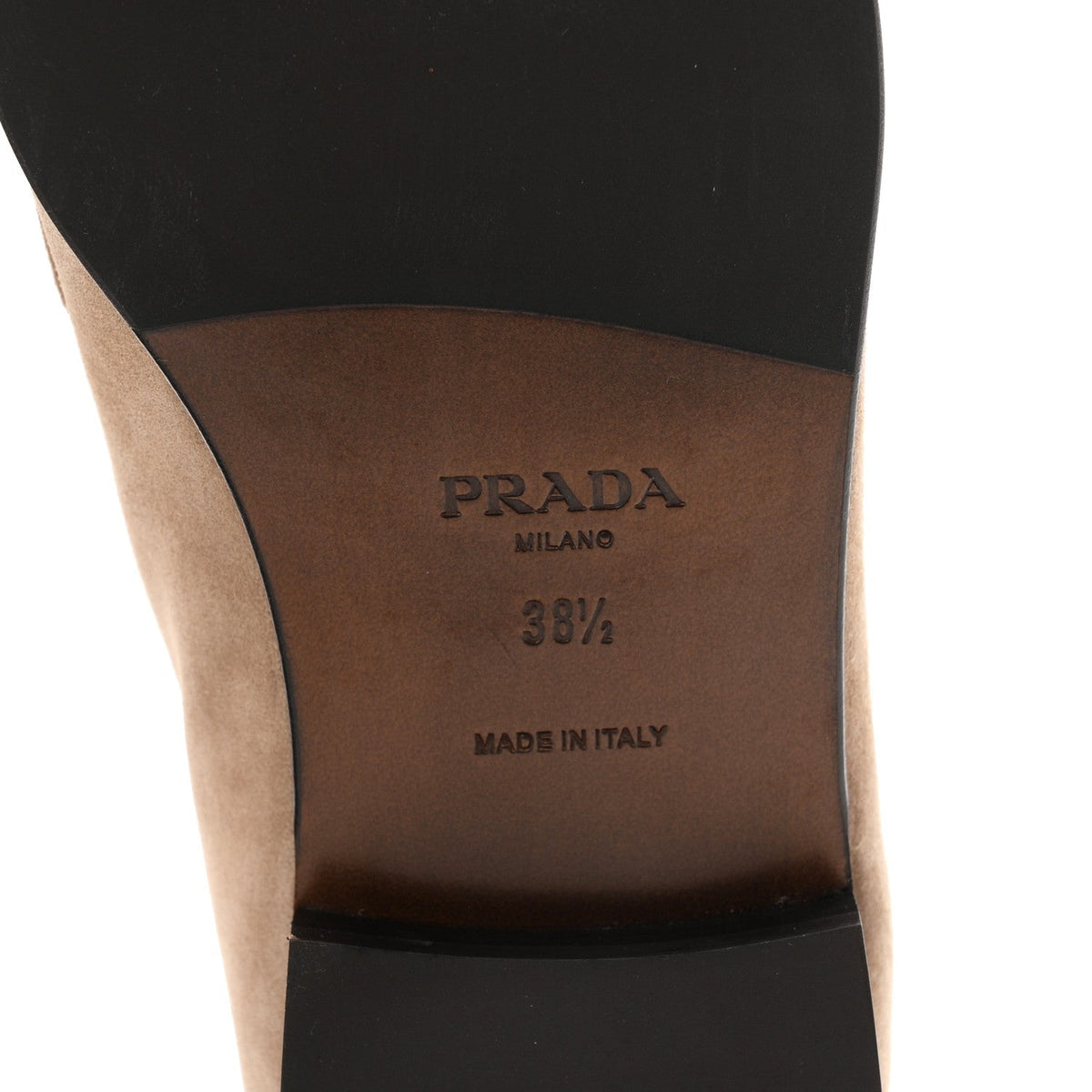 Prada Suede Calfskin Triangle Logo Women's Loafers 38.5 Corda
