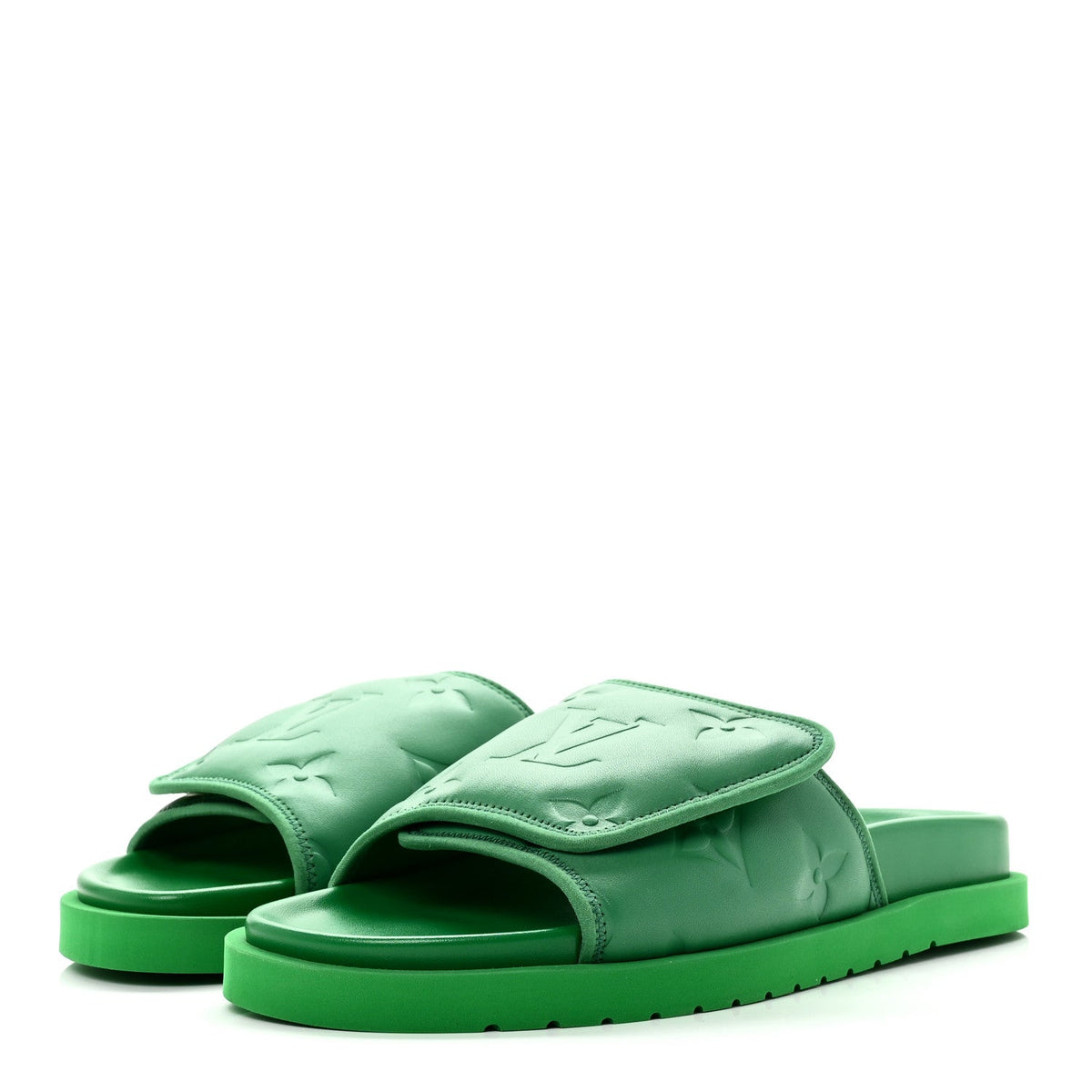 Louis Vuitton Technical Fabric Women's Pool Pillow Comfort Mules 41 Green