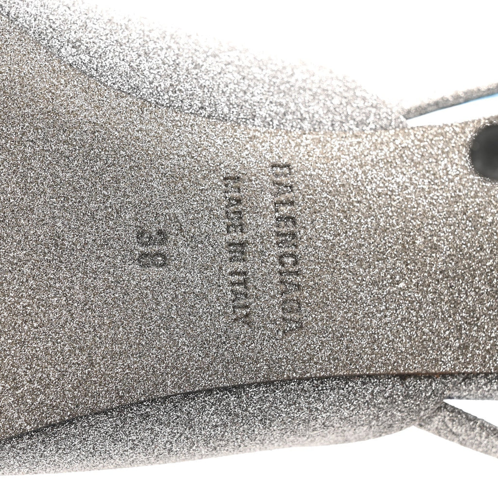 Balenciaga Glitter Women's Knife Slingback Mules 38 Silver Blue