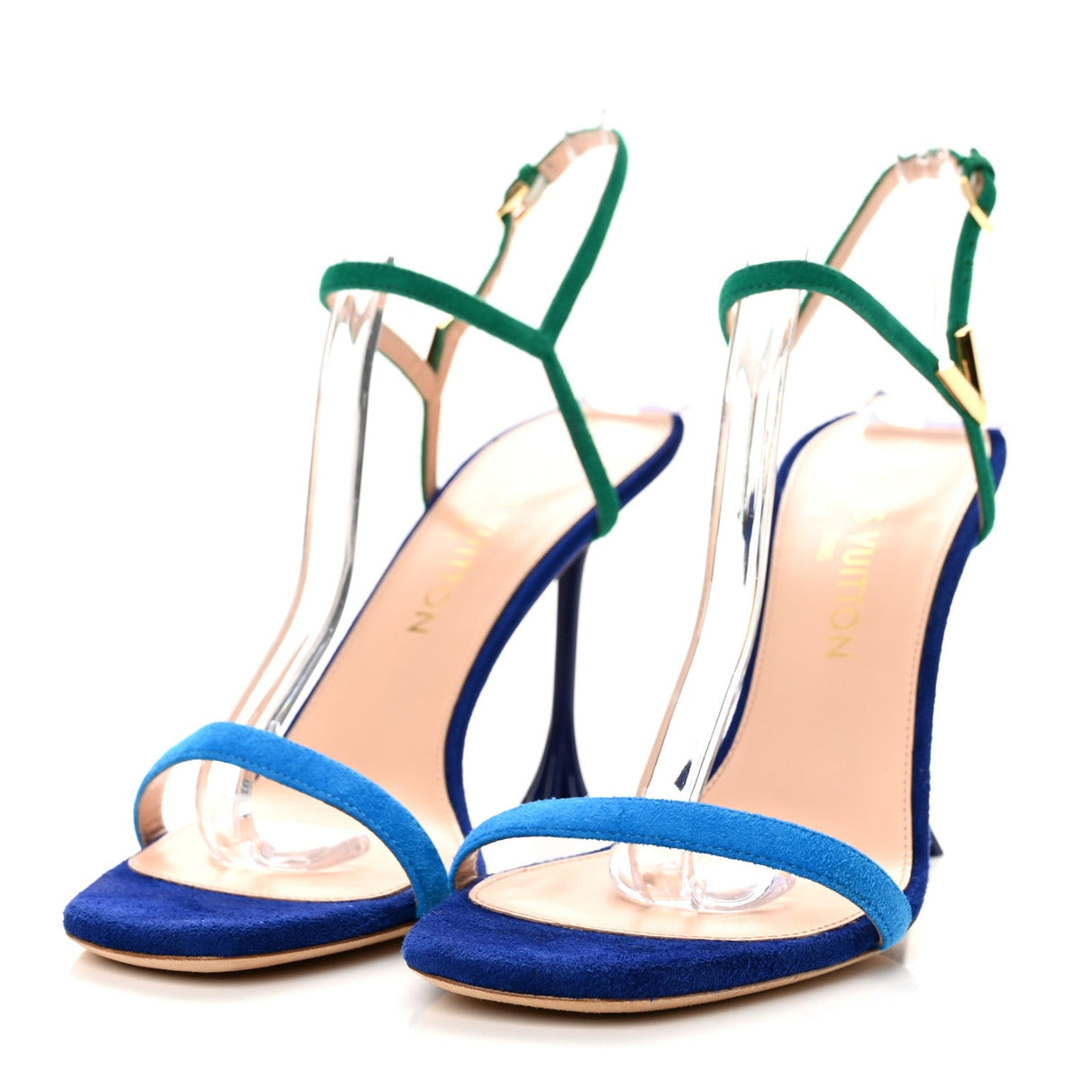 Louis Vuitton Suede Goatskin Women's Blossom Sandals 39 Blue