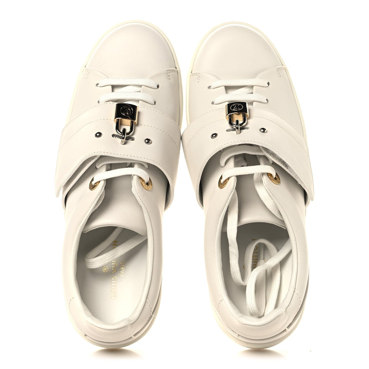Louis Vuitton Calfskin Women's Front Row Sneakers 36.5 White
