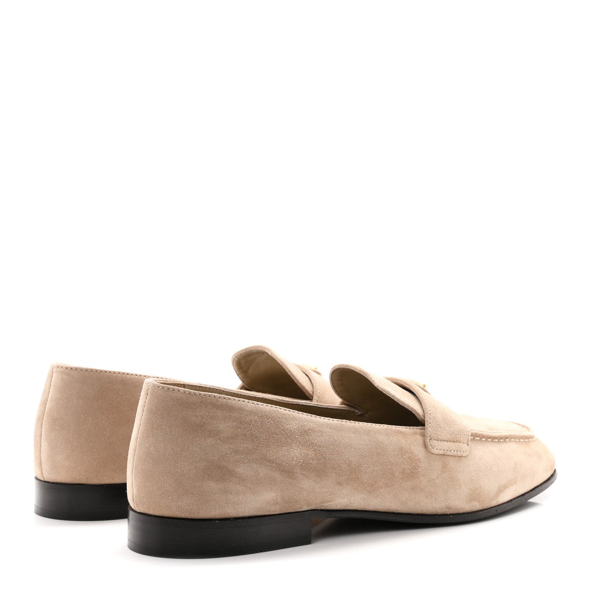 Prada Suede Calfskin Women's Metal Triangle Logo 10mm Loafers 38.5 Corda