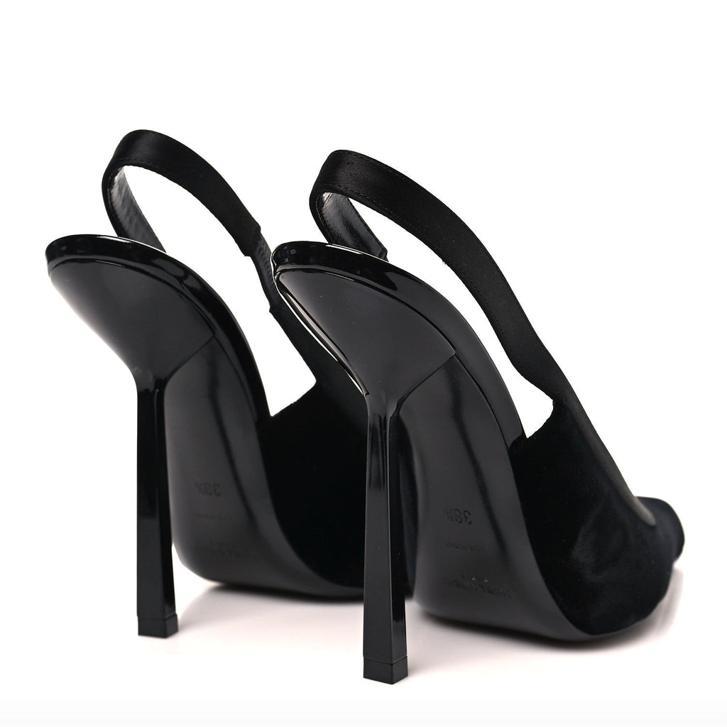 Saint Laurent Velvet Women's Victoire 115 Slingback Pumps 38.5 Black