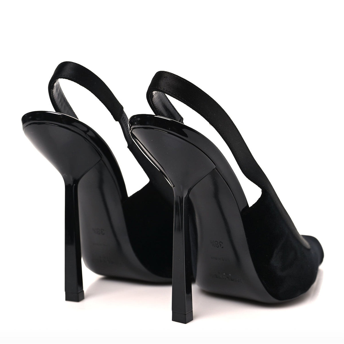 Saint Laurent Velvet Women's Victoire 115 Slingback Pumps 38.5 Black