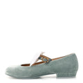 Chanel Velvet Grosgrain Bow Women's Mary Jane Flats 37.5 Light Green White