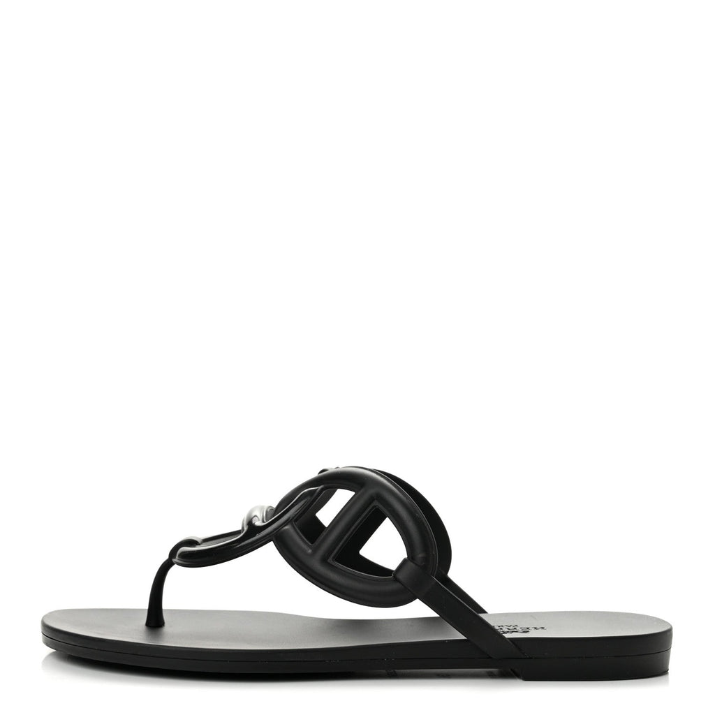 Hermès Rubber Women's Egerie Sandals 36 Black