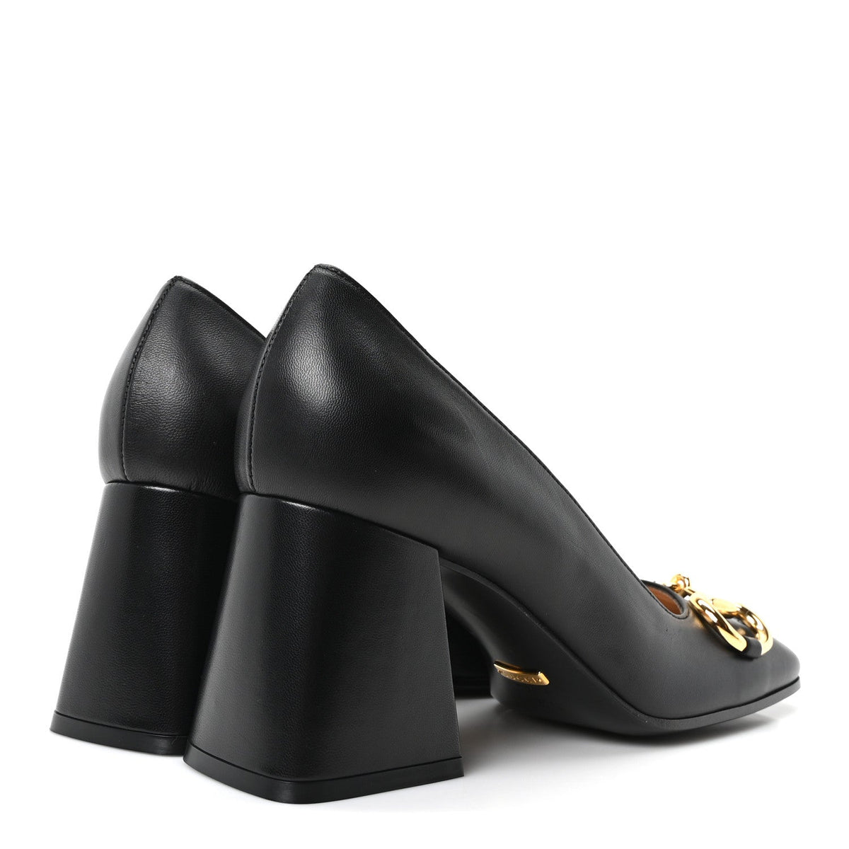 Gucci Malaga Kid Women's Horsebit 75mm Pumps 37.5 Black