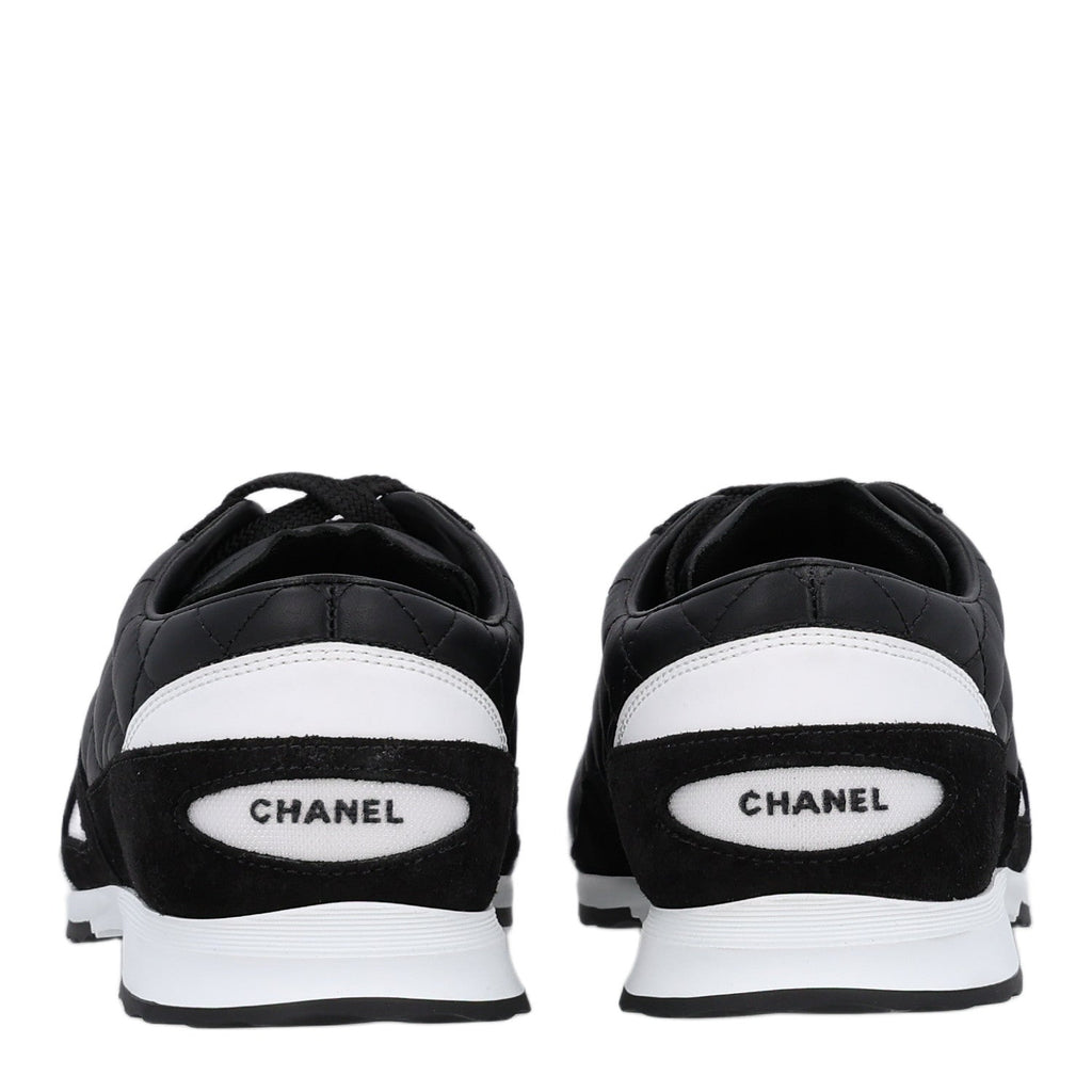 Chanel Suede Calfskin Quilted Women's Sneakers 36.5 Black
