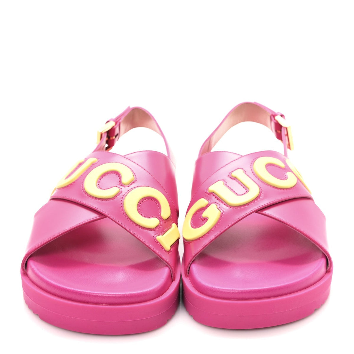 Gucci Calfskin Women's Elizabeth Nappa Charlotte Slingback Sandals 36.5 Fancy Fuchsia