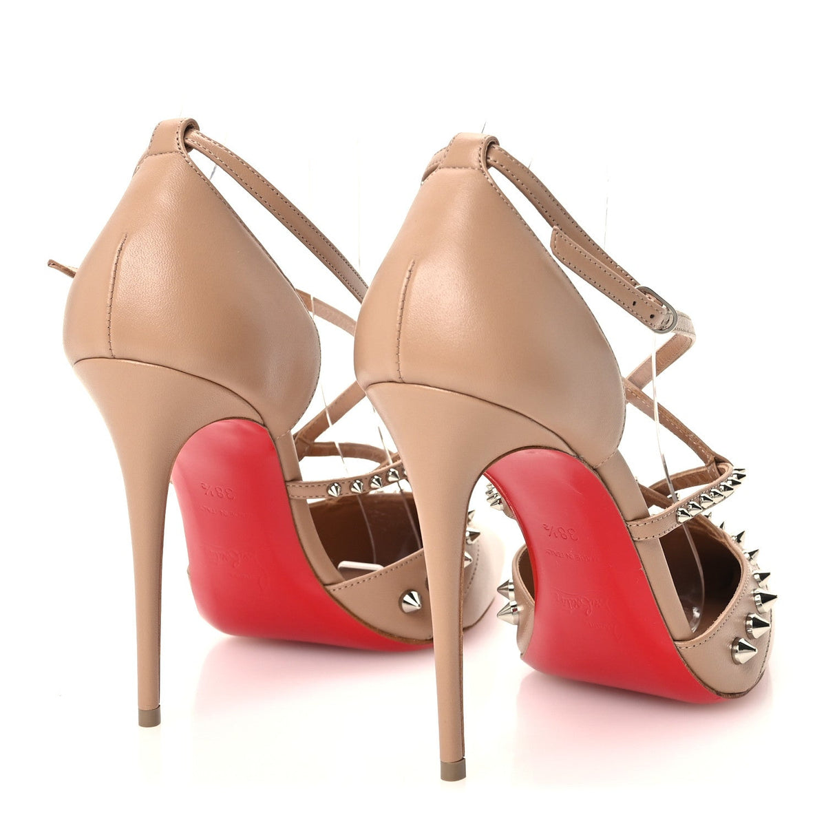 Christian Louboutin Nappa Studded Women's Tatooshka 100 Pumps 38.5 Blush