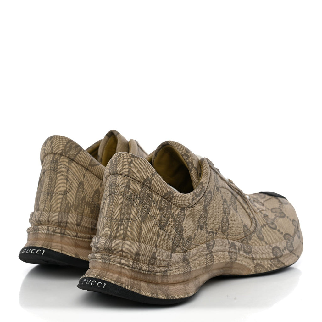 Gucci Plume Calfskin Men's Run Sneakers 11.5 Beige Ebony