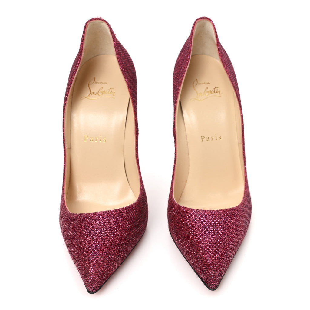 Christian Louboutin Glitter Tisse Pigalle Follies 120 Women's Pumps 37.5 Cassis