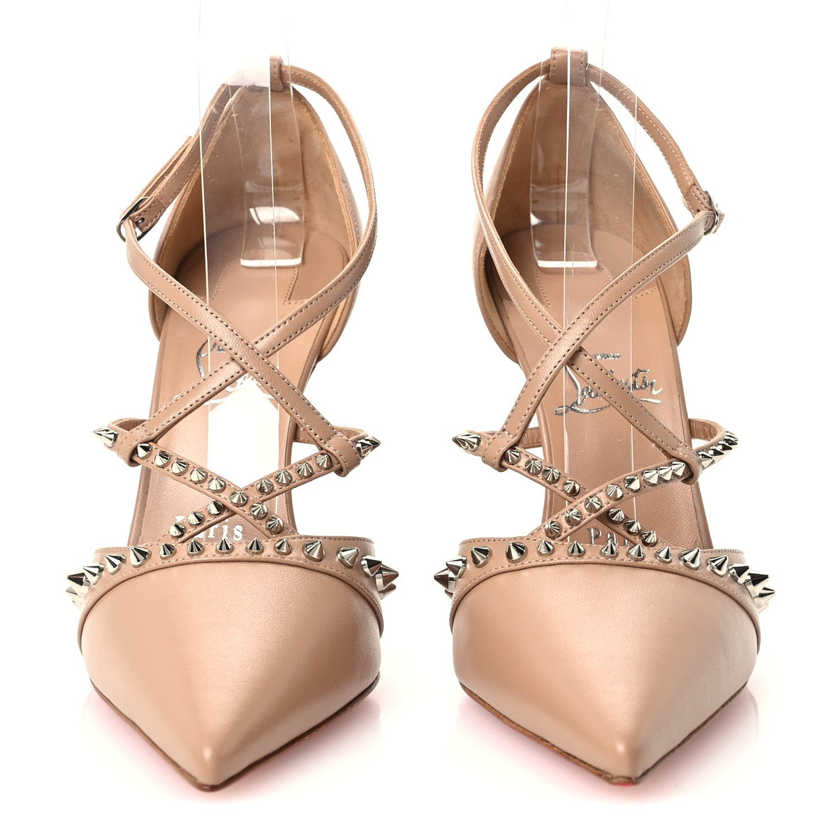 Christian Louboutin Nappa Studded Women's Tatooshka 100 Pumps 38.5 Blush