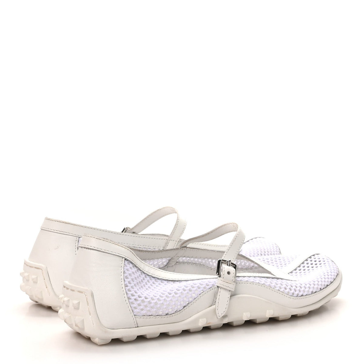 Hermes Crochet Knit Calfskin Women's Kichu Ballet Flats 39 White