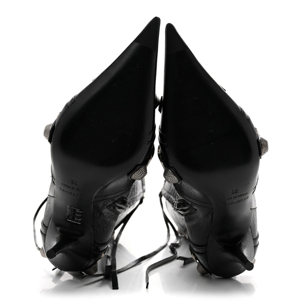 Balenciaga Agneau Arena Women's Spiked Cagole 90mm Boots 35 Black