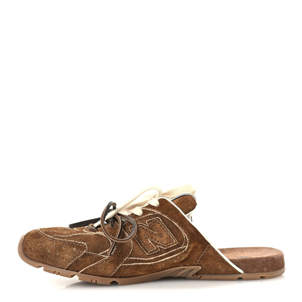 Miu Miu Faded Suede Calfskin Women's 530 SL Slip-On Mules 36.5 Ecru