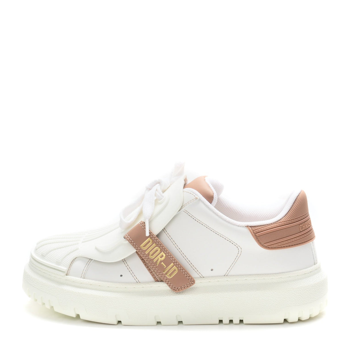 Christian Dior Calfskin Women's Dior-ID Platform Sneakers 37.5 White Nude
