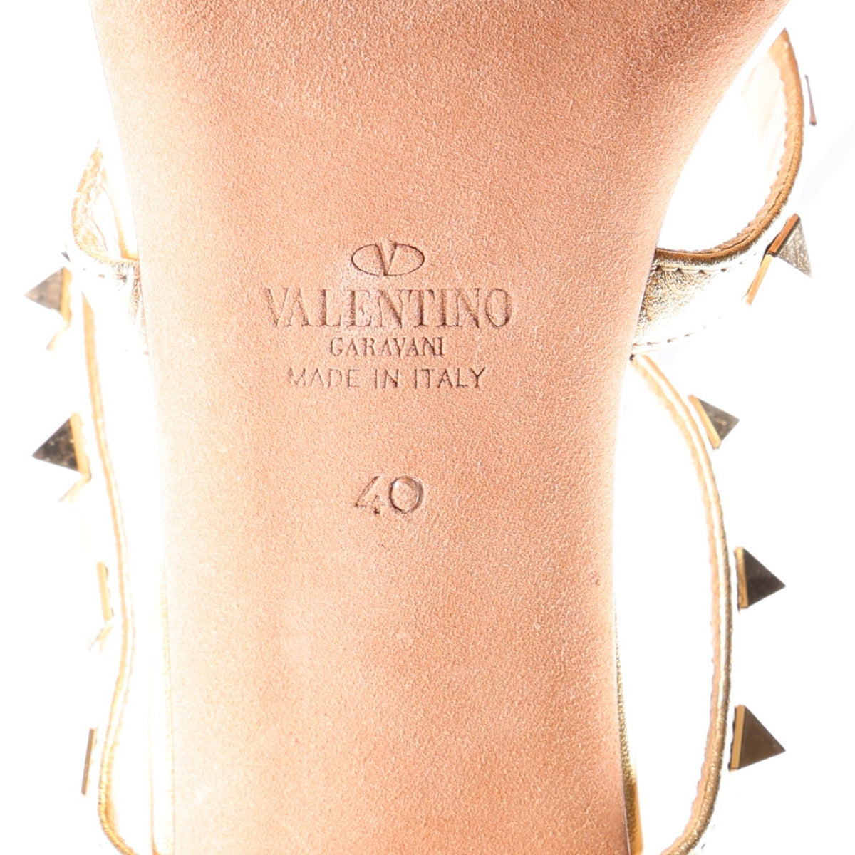 Valentino Garavani Metallic Pebbled Calfskin Women's Rockstud Caged Slide Sandals 40 Mekong