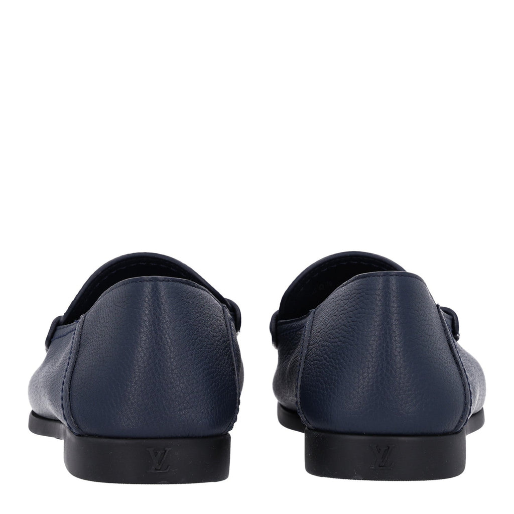 Louis Vuitton Grained Calfskin Women's Ivy Loafers 40.5 Navy Blue