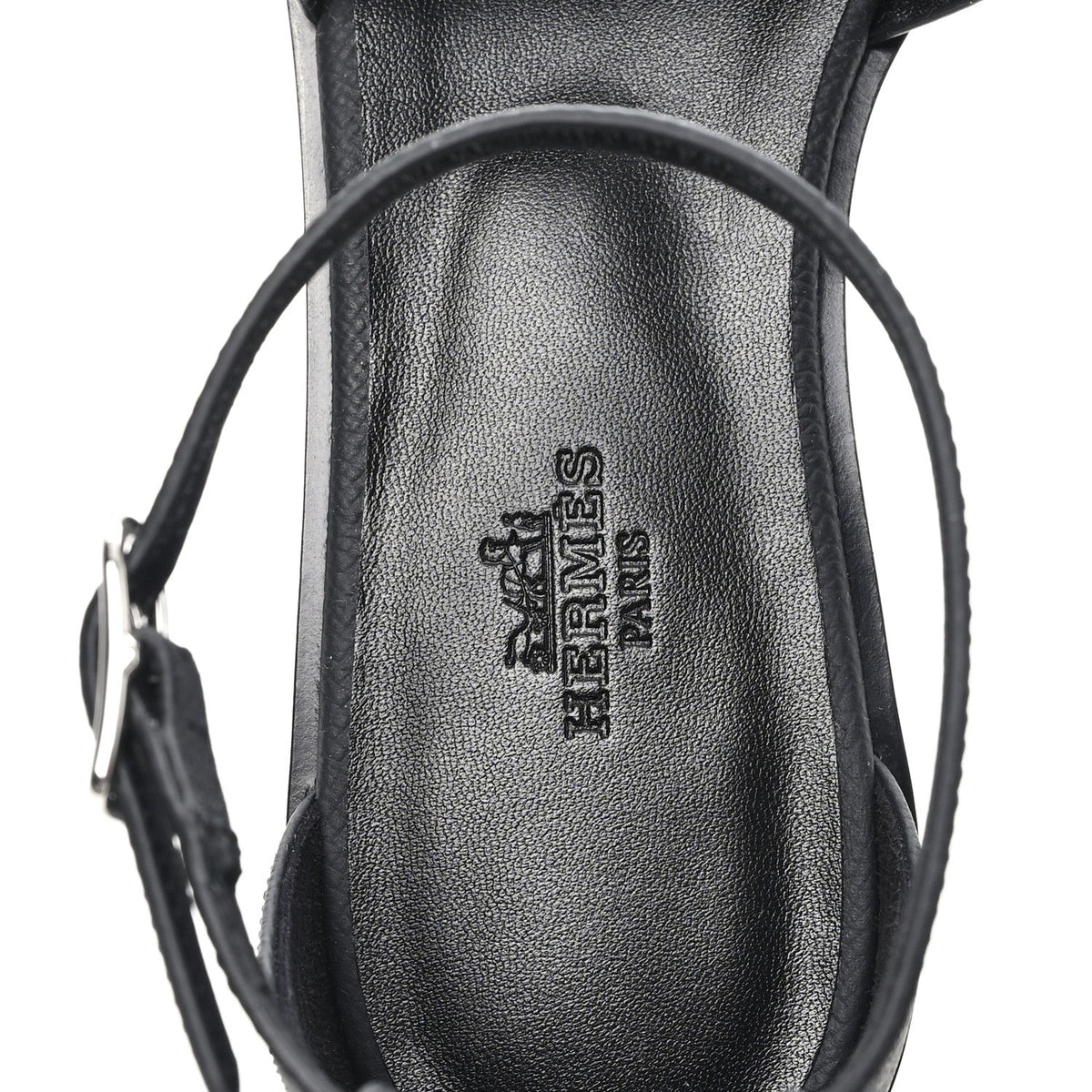 Hermes Epsom Calfskin Women's Santorini Sandals 38 Black