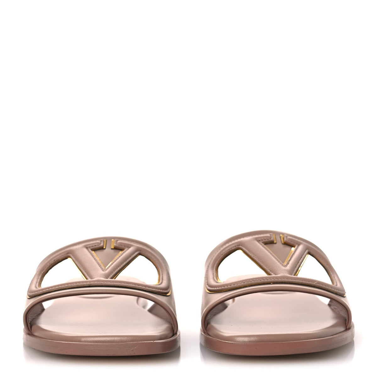 Valentino Garavani Calfskin Women's VLogo Cut Out Flat Slide Sandals 36.5 Rose