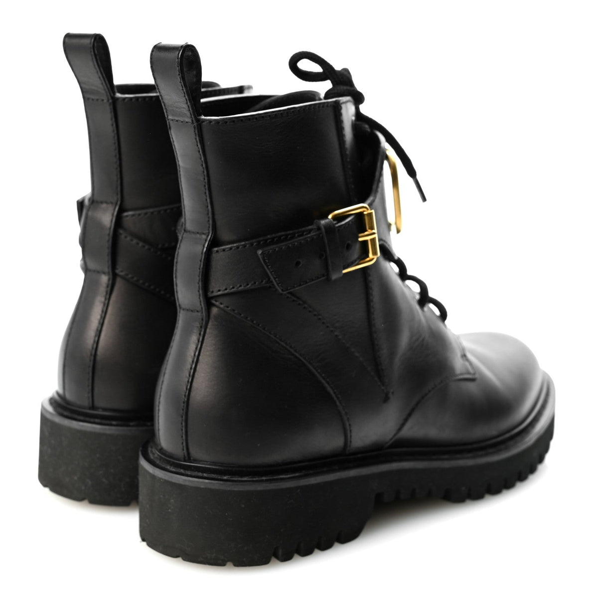 Valentino Garavani Calfskin VLOGO Women's Combat Boots 38.5 Black
