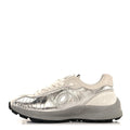 Chanel Laminated Calfskin Suede Women's CC Sneakers 39.5 Silver Light Grey