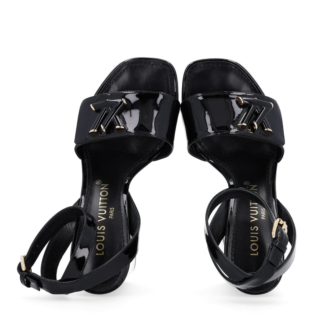 Louis Vuitton Patent Calfskin Women's Shake Sandals 36 Black