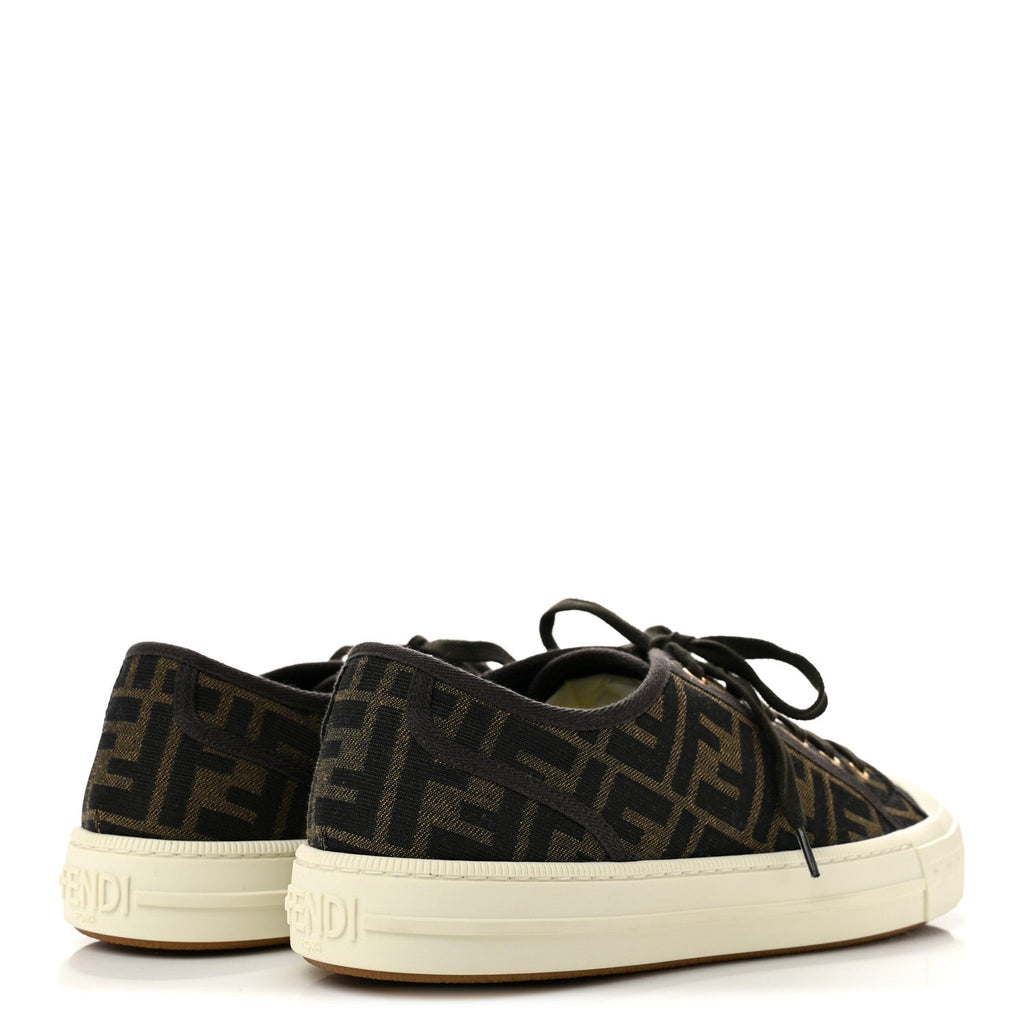 Fendi Fabric Jacquard Men's Domino Sneakers 43 Tabacco Black