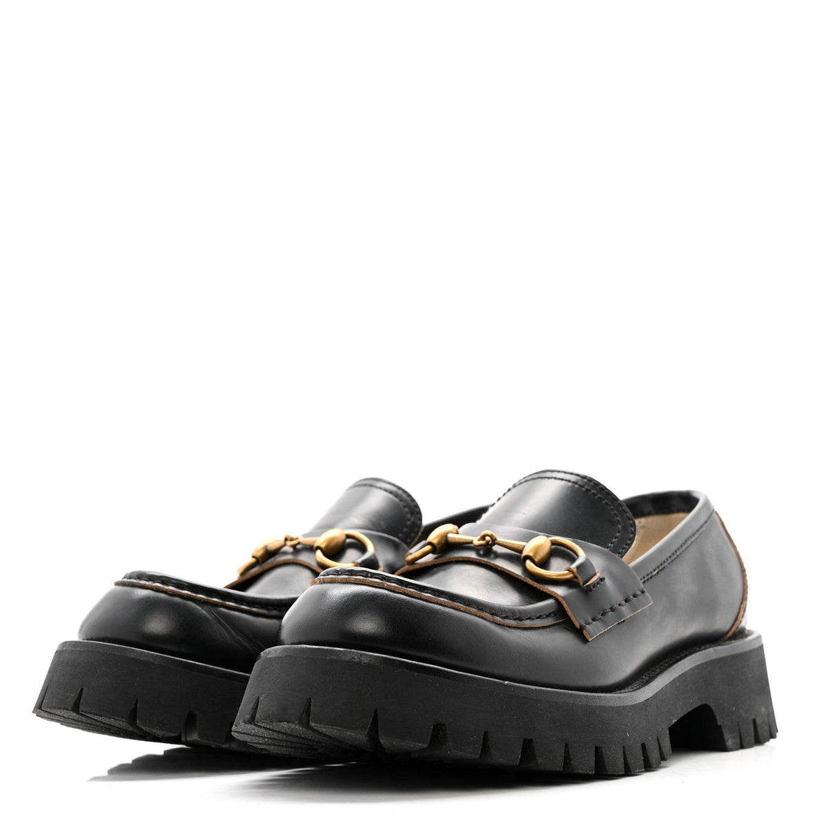 Gucci Cordovan Lux Women's Harald Horsebit Platform Loafers 37.5 Black