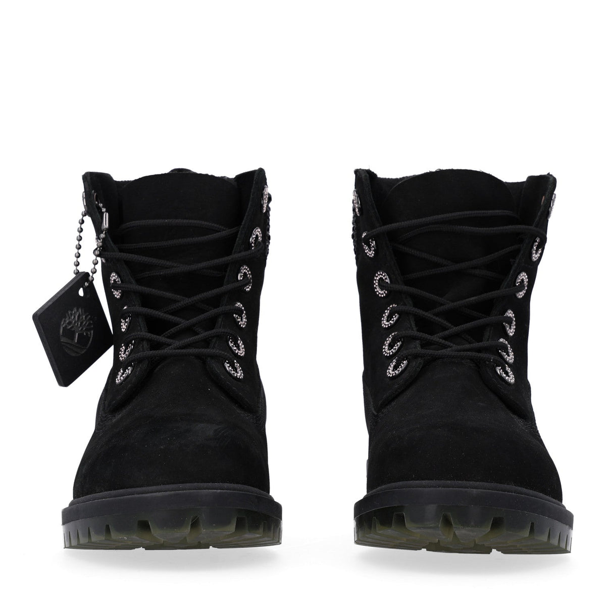 Jimmy Choo Nubuck Swarovski Crystal Women's Timberland Boots 37.5 Black
