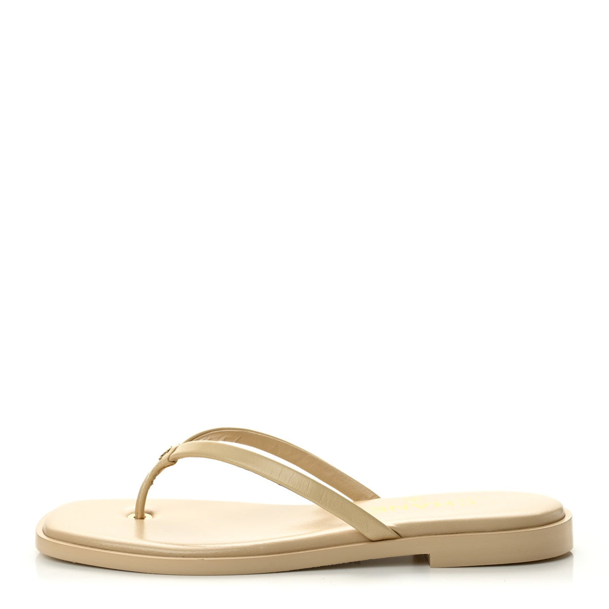 Chanel Goatskin CC Times Square Women's Thong Sandals Beige