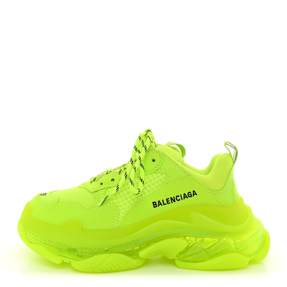Fabric Mesh Clear Sole Triple S Sneakers Fluo Yellow