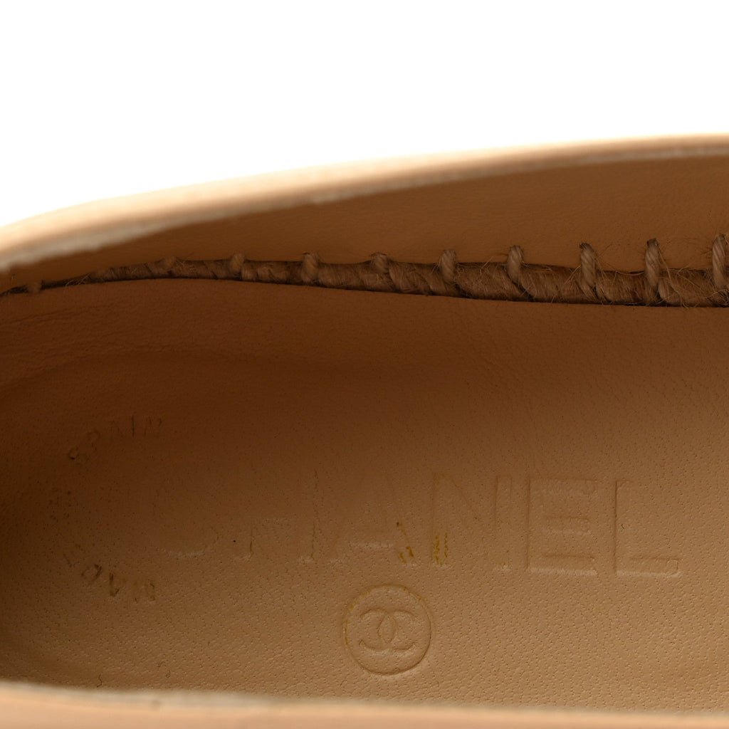 Chanel Lambskin Women's CC Espadrilles 36 Beige Black