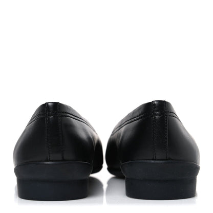 Chanel Lambskin Women's Cap Toe CC Uniform Ballerina Flats 36.5 Black