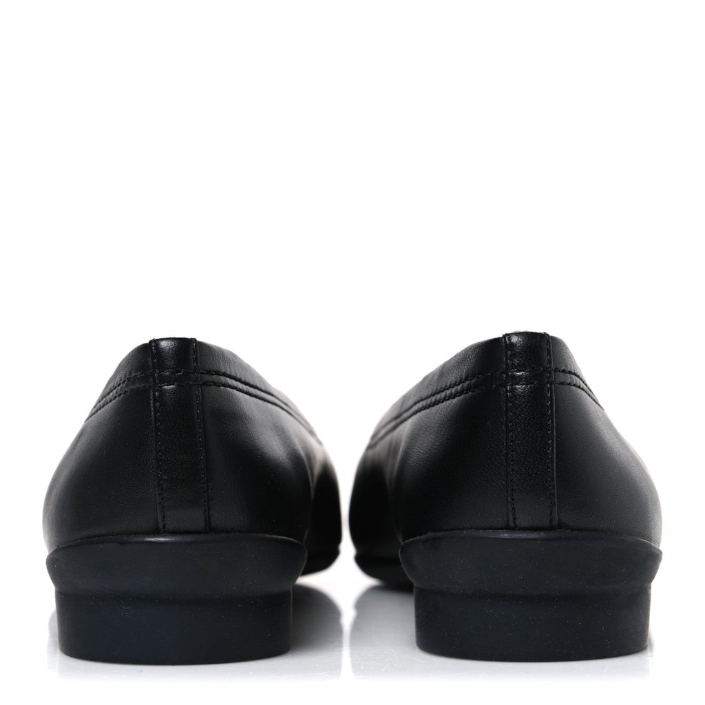 Chanel Lambskin Women's Cap Toe CC Uniform Ballerina Flats 36.5 Black